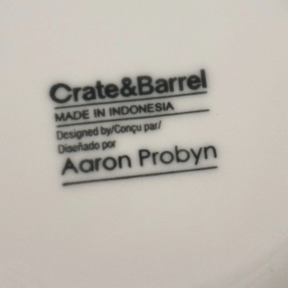Crate & Barrel WHITE Mug Aaron Probyn Coffee Cup Indonesia Replacement Retired